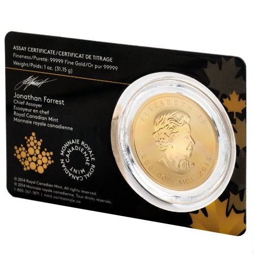 2015 1 oz Canadian Gold Growling Cougar Coin (BU w/ Assay) - Image 2
