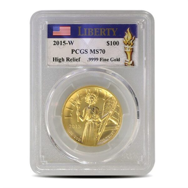 2015-W 1 oz American Liberty High Relief Gold Coin MS70 (Varied Label, PCGS or NGC) - Image 3