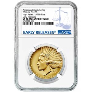 2019-W 1 oz Enhanced Finish High Relief American Liberty Gold Coin NGC SP70 ER