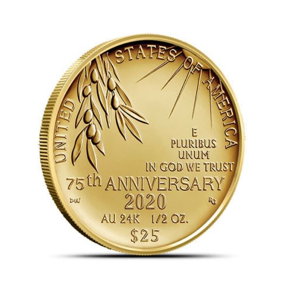 2020 1/2 oz End of WWII 75th Anniversary Gold Coin (Box + CoA) - Image 2