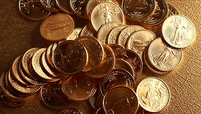 pile Uncirculated American Gold Eagles