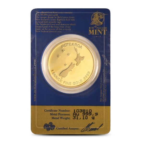 Buy 1 oz New Zealand Gold Kiwi Round (Random Year, BU w/ Assay) - Image 2