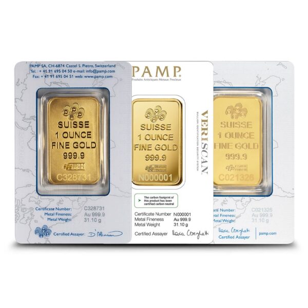 Buy 1 oz PAMP Suisse Gold Bar (Varied Design w/ Assay) - Image 2