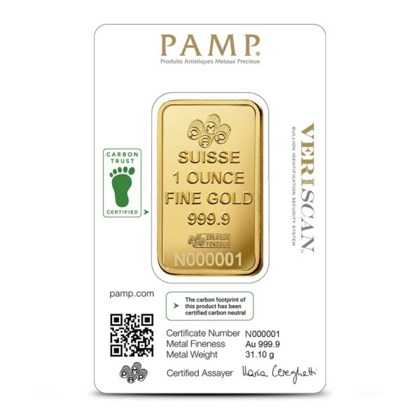 1 oz PAMP Suisse Lady Fortuna Veriscan Gold Bar (New w/ Assay) - Image 2
