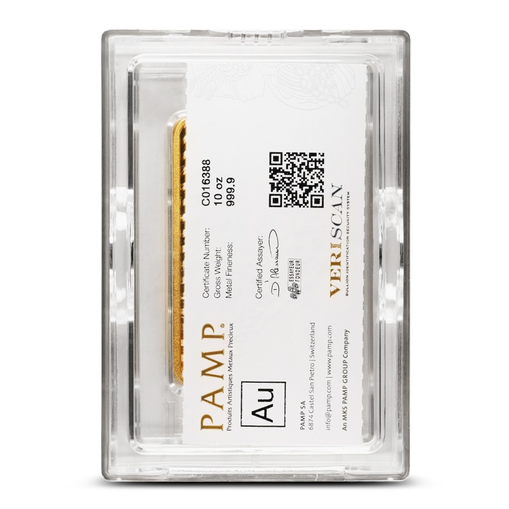10 oz PAMP Suisse Fortuna Veriscan Gold Bar (New w/ Assay) - Image 2