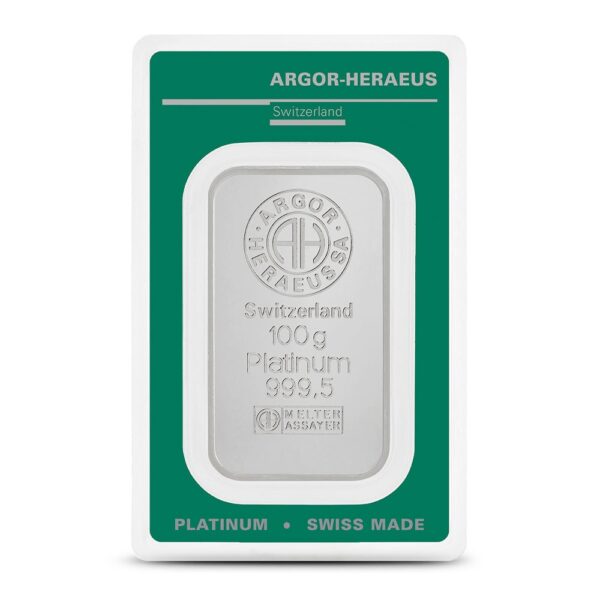 100 Gram Argor Heraeus Platinum Bar