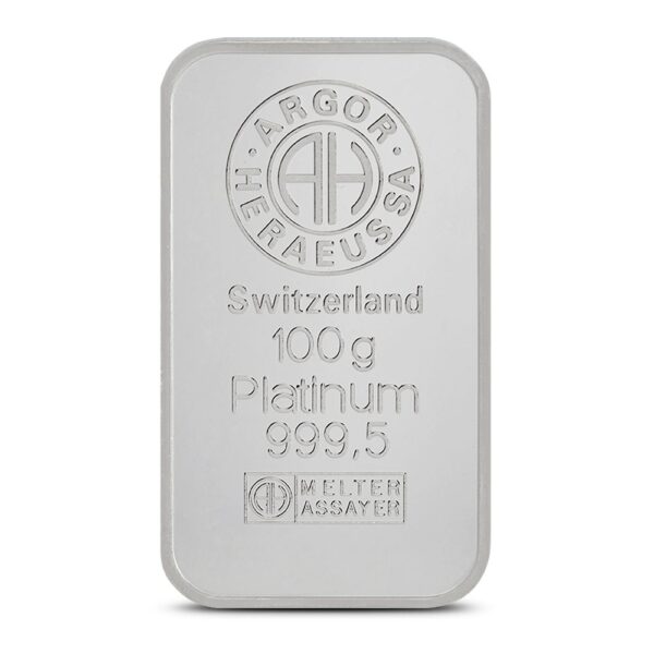100 Gram Argor Heraeus Platinum Bar (New w/ Assay) - Image 3
