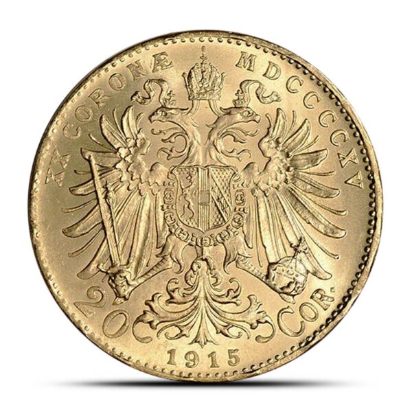 1915 20 Corona Austrian Gold Coin (AU+, Restrike) - Image 2