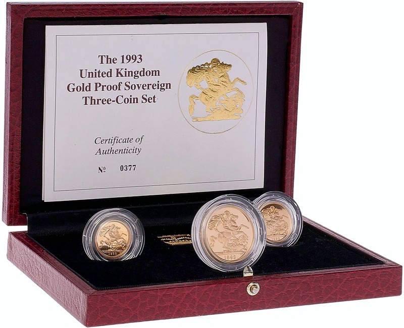 1993 Proof Gold Sovereign 3 Coin Set