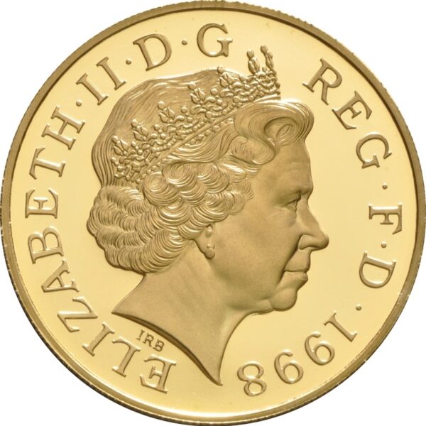 1998 Proof £5 Gold Crown Coin with £50 note Boxed - Image 2