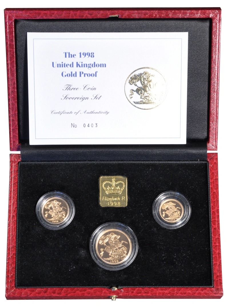 1998 Proof Gold Sovereign 3 Coin Set