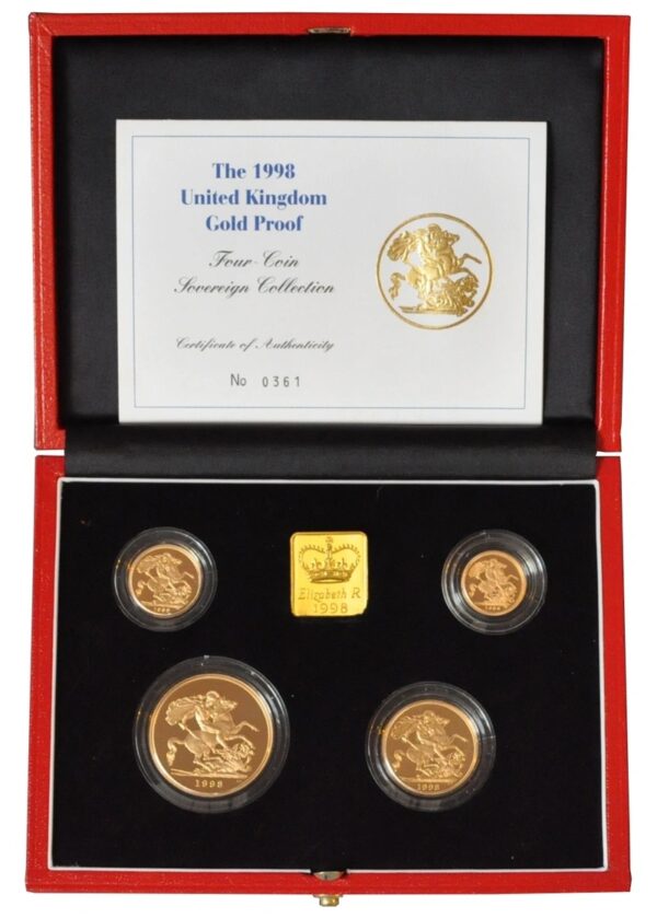 1998 Proof Gold Sovereign 4 Coin Set