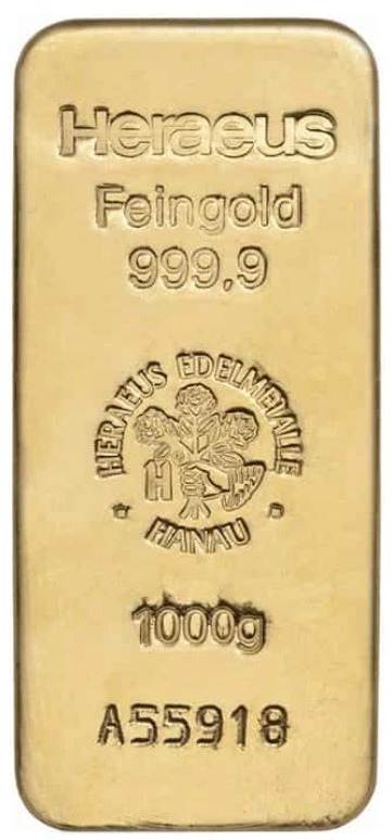Buy 1KG Heraeus Cast Gold Bar