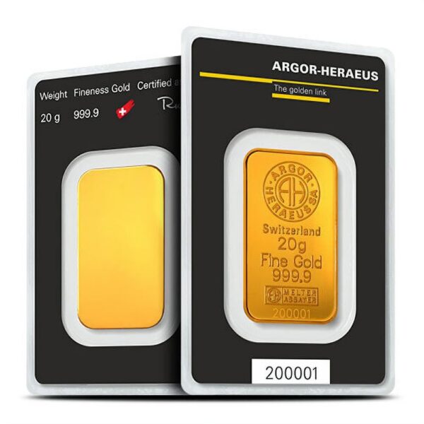 Buy 20 Gram Argor Heraeus Gold Bar