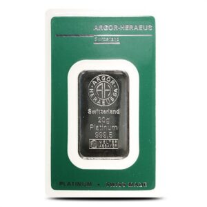 20 Gram Argor Heraeus Platinum Bar (New w/ Assay)