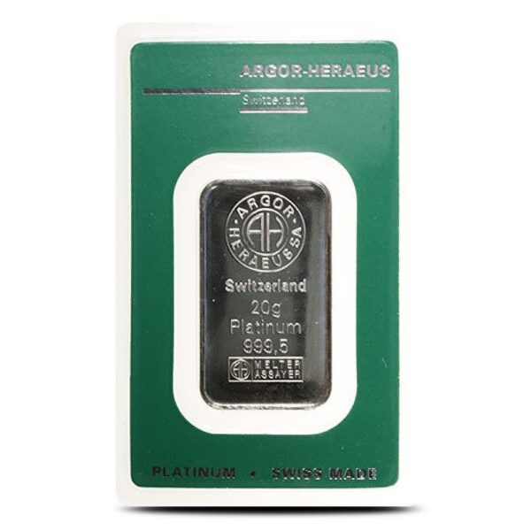 20 Gram Argor Heraeus Platinum Bar (New w/ Assay) - Image 2