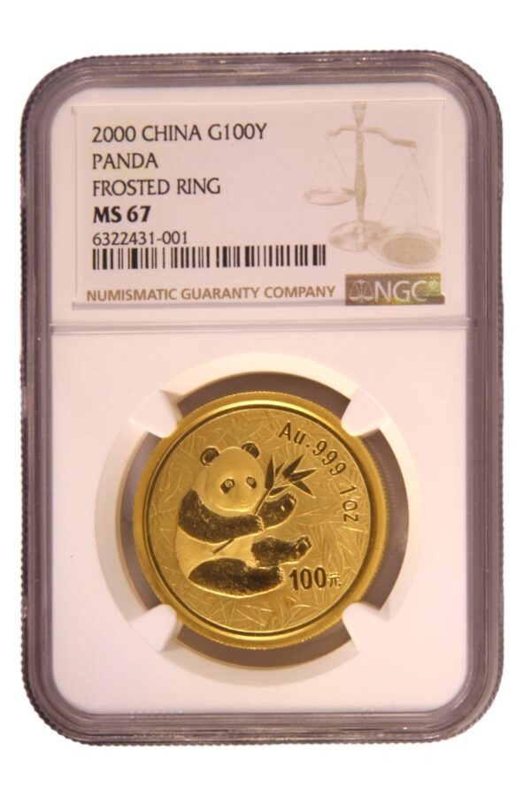 2000 1oz Chinese Panda Gold Coin Frosted Ring NGC MS67 - Image 2