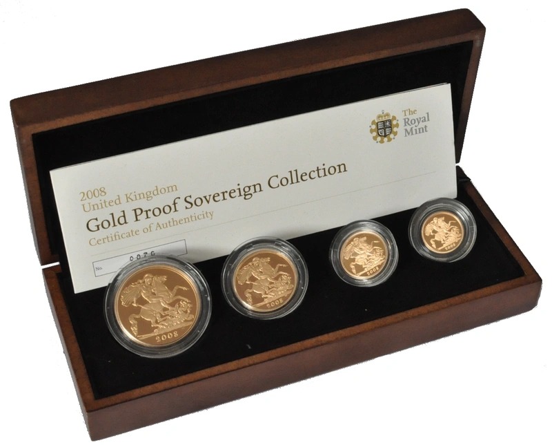 2008 Proof Gold Sovereign 4 Coin Set