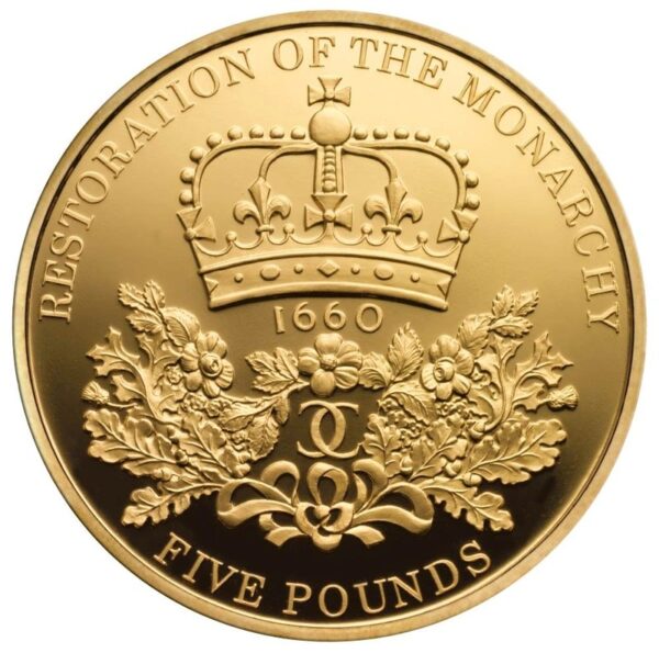 2010 Proof Gold Crown £5 Coin Restoration of the Monarchy Boxed - Image 3