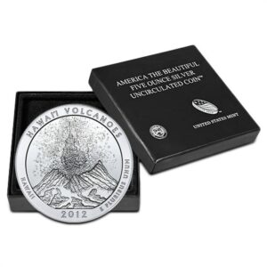 2012-P 5 oz Burnished ATB Hawaii Volcanoes Silver Coin (Box + CoA)