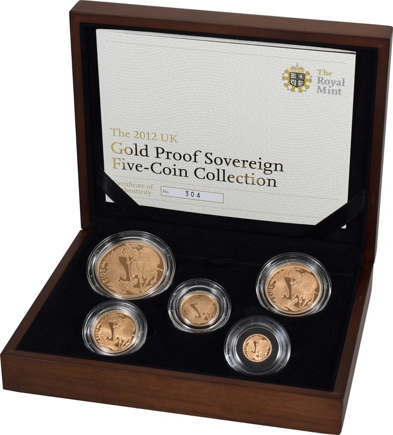 2012 Proof Gold Sovereign 5 Coin Set