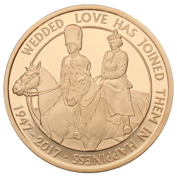 2017 Proof Gold Crown £5 Coin Platinum Wedding Anniversary Boxed - Image 3