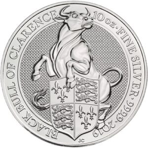 2019 10 oz British Silver Queens Beast Black Bull Coin
