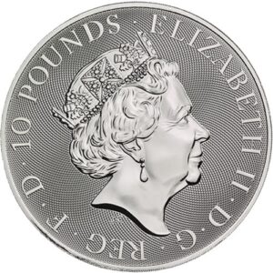 2019 10 oz British Silver Queens Beast Black Bull Coin