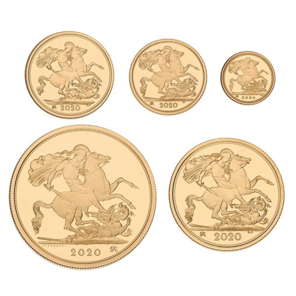 2020 Proof Gold Sovereign 5 Coin Set Fifth Head Boxed - Image 3
