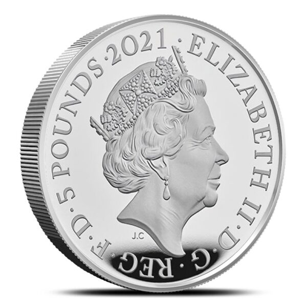 2021 2 oz Proof British Silver Gothic Crown Quartered Arms Coin (Box + CoA) - Image 3