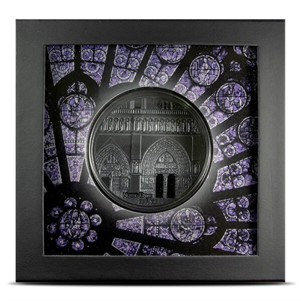 2021 5 oz Proof Palau Tiffany Art Metropolis Notre-Dame de Paris Silver Coin (Box + CoA) - Image 3