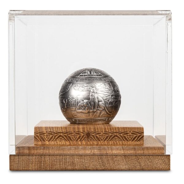 2023 1 Kilo Antique Republic of Djibouti Silver The Lightning Leopard Sphere Coin (Box + CoA) - Image 2