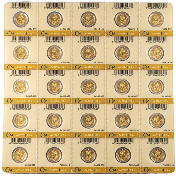 2023 25 12.5 Gram Niue Czech Lion Gold Multigram Coin (25 x 1/2 Gram New, w/ Assay) - Image 2