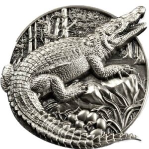2023 5 oz Antique Burundi Silver Protecting Wildlife Crocodile Coin (Box + CoA)