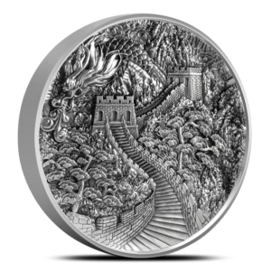 2024 5 oz Antique Niue Silver The Dragon Awakening and The Great Wall of China Coin (Box + CoA)