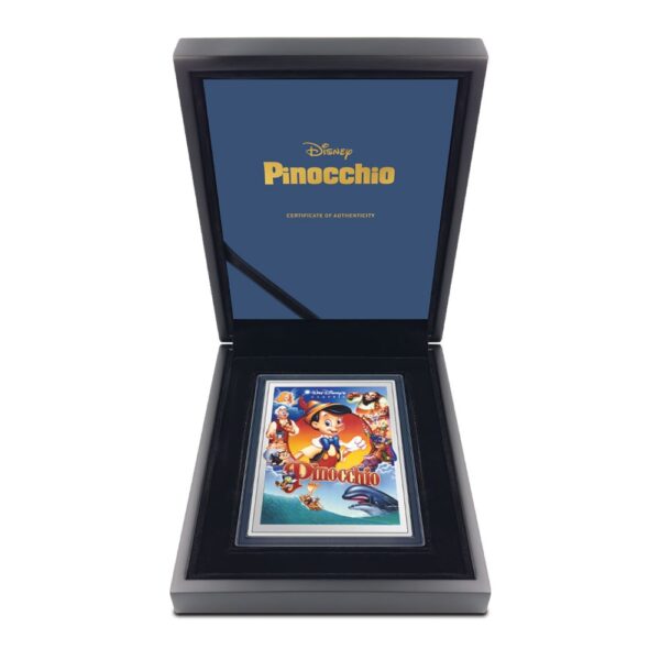 2024 5 oz Proof Colorized Niue Silver Disney Movie Poster Pinocchio Coin (Box + CoA) - Image 5