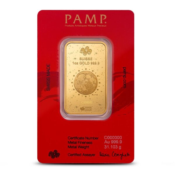 2025 1 oz PAMP Suisse Lunar Legend White Snake Gold Bar (New w/ Assay) - Image 2