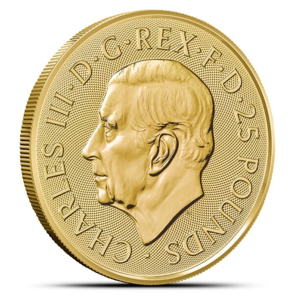 2025 1/4 oz British Gold Tudor Beasts Greyhound of Richmond Tube (25 Coins, BU) - Image 3