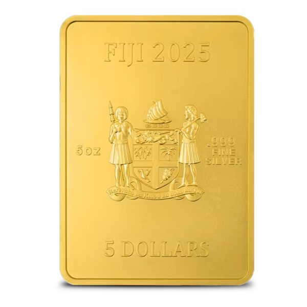 2025 5 oz Fiji Silver Snake Rectangular Coin (Box + CoA, Gilded) - Image 2