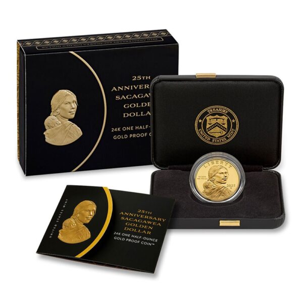 2025-W 1/2 oz Proof American Gold 25th Anniversary Sacagawea Dollar Coin (Box + CoA) - Image 5