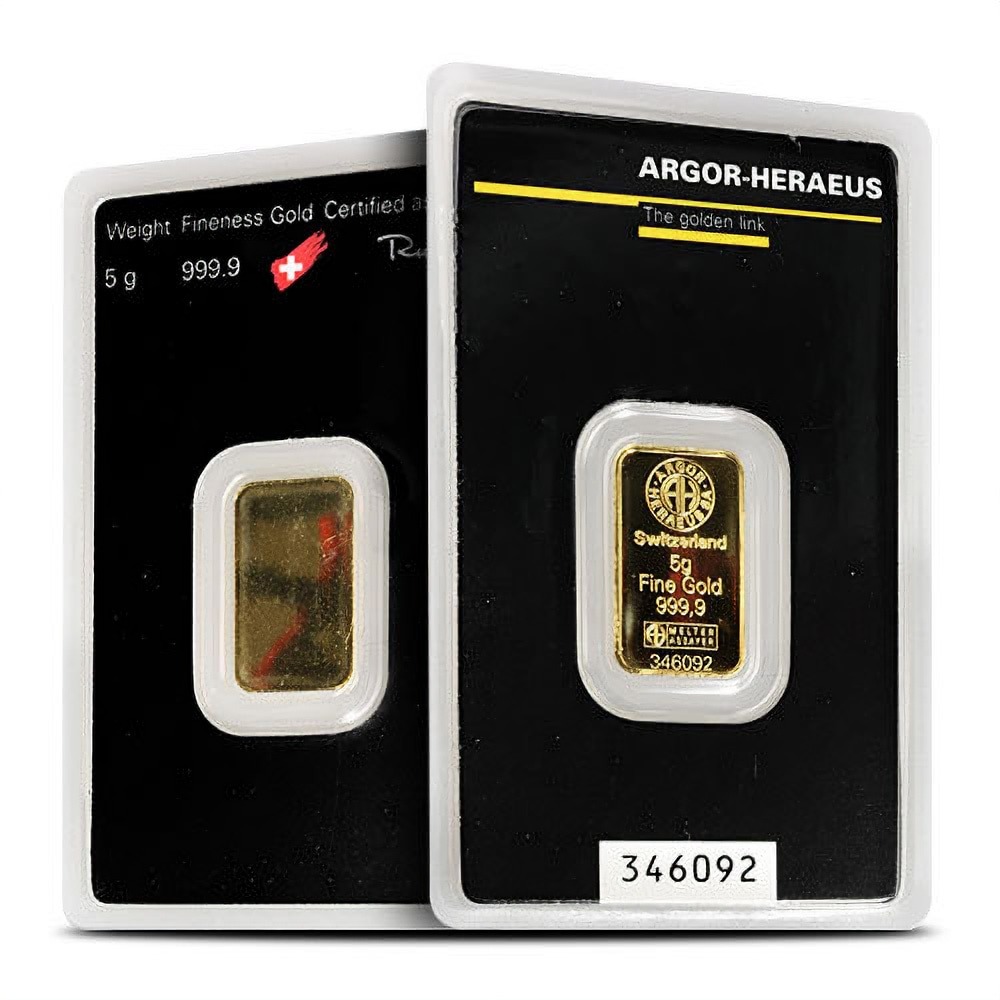 5 Gram Argor Heraeus Gold Bar