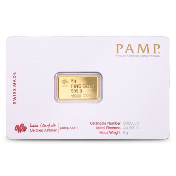 5 Gram PAMP Suisse America The Free American Buffalo Gold Bar (New w/ Assay) - Image 2
