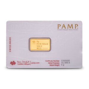 5 Gram PAMP Suisse America The Free Statue of Liberty Gold Bar (New w/ Assay)