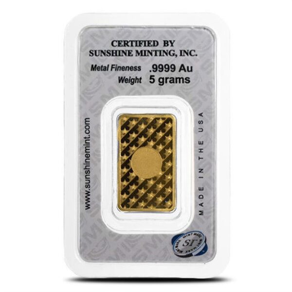 Buy 5 Gram Sunshine Gold Bar (New w/ Assay, MintMark SI) - Image 3