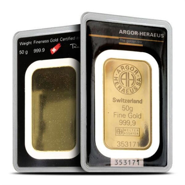 Buy 50 Gram Argor Heraeus Gold Bar