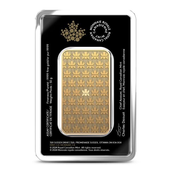 50 Gram (RCM) Royal Canadian Mint Gold Bar (New w/ Assay) - Image 2