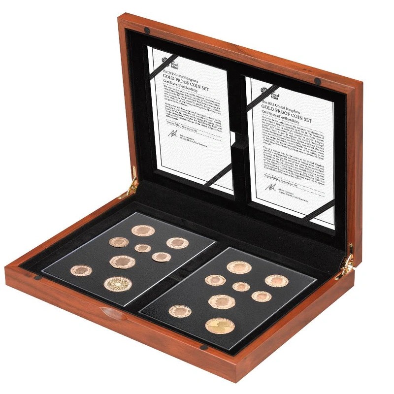 Gold Proof 2015 Fourth and Fifth Circulating UK Coinage Portrait Set Boxed - Image 3