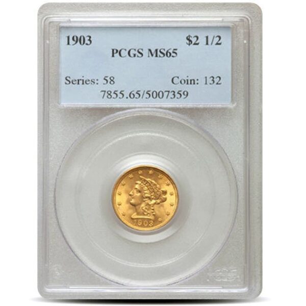 Pre-33 $2.50 Liberty Gold Quarter Eagle Coin (MS65, PCGS or NGC) - Image 2