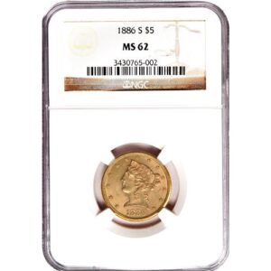 Pre-33 $5 Liberty Gold Half Eagle Coin MS62 (PCGS or NGC)