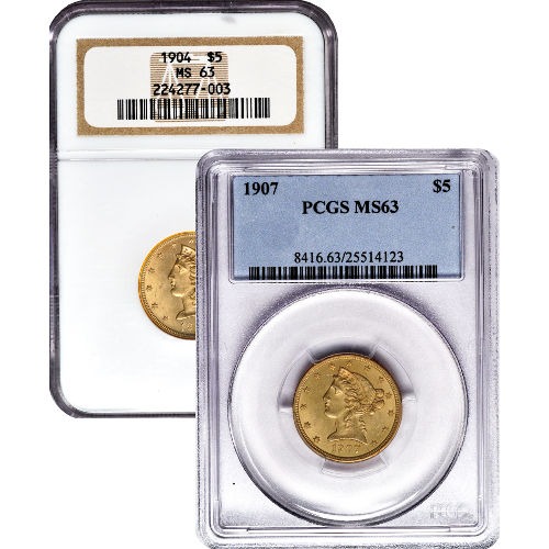 $5 Liberty Gold Half Eagle Coin MS63